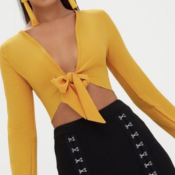 Tops - YELLOW CROP TOP